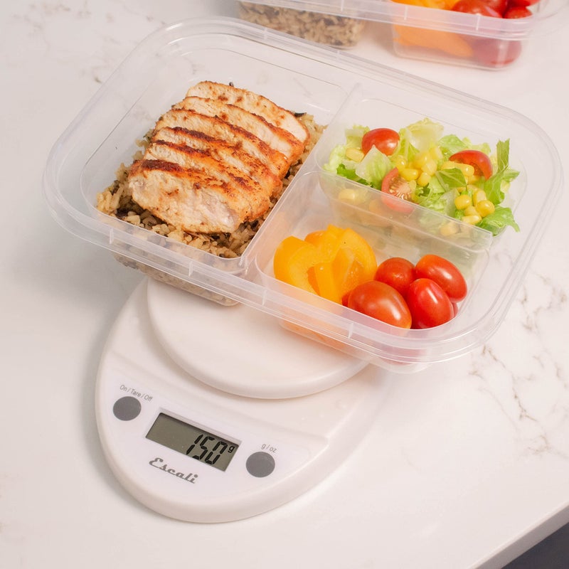 Escali ميزان الطعام الرقمي إسكالي بريمو - ميزان مطبخ متعدد الوظائف وميزان خبز لقياس الوزن بدقة والتحكم في الحصص، 8.5 × 6 × 1.5 بوصة، أبيض - Image 5