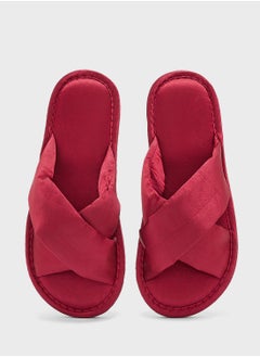 Ginger Silky Satin Crossover Bedroom Slippers  - Image 1