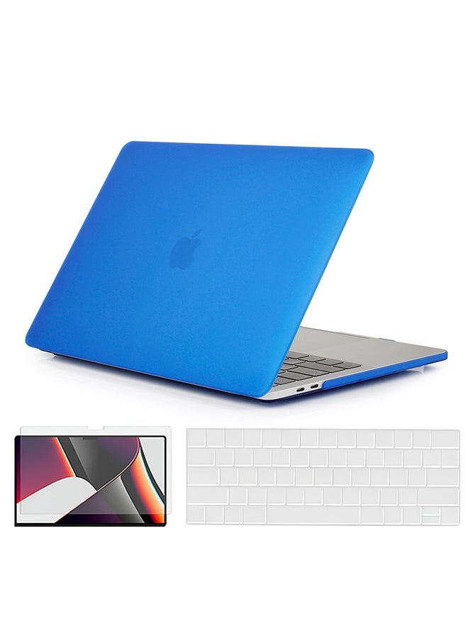 O Ozone Slim Matte Case Compatible with MacBook Pro 13 (A1706,A1708,A1989,A2159,A2289,A2251,A2338,2016-2020) Case+Keyboard Cover & Protector,Dark Blue - Image 1