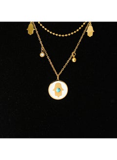 A two-layer chain with a marble pattern pendant in the shape of a palm - pzsku/ZA1E00C54A72E519C468FZ/45/_/1729438350/a56f3ee8-6ea1-452e-8eb6-62d60afaa991