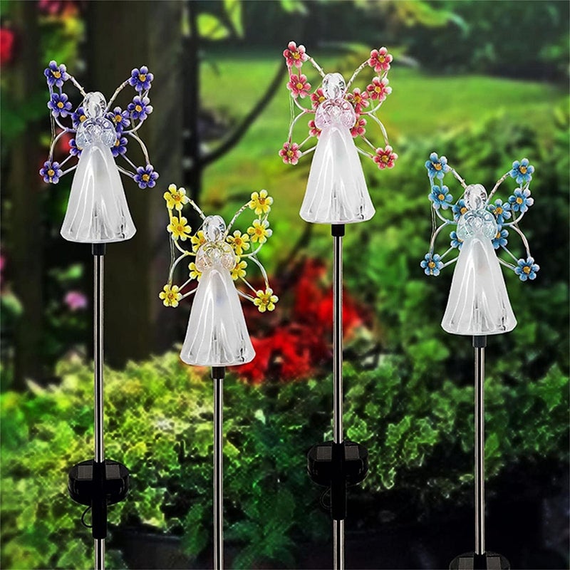 klarako Waterproof Solar Angel Lights - [2022 New] Automatic Light On LED Lights for Outdoor Garden - Eternal Light for Cemetery Grave Decorations, Christmas Memorial Present Yard Patio Art (Pink) - Image 1
