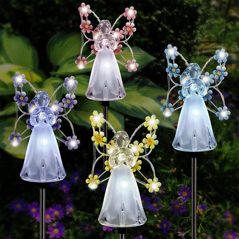 klarako Waterproof Solar Angel Lights - [2022 New] Automatic Light On LED Lights for Outdoor Garden - Eternal Light for Cemetery Grave Decorations, Christmas Memorial Present Yard Patio Art (Pink) - Image 3