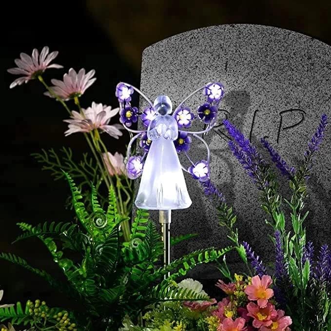 klarako Waterproof Solar Angel Lights - [2022 New] Automatic Light On LED Lights for Outdoor Garden - Eternal Light for Cemetery Grave Decorations, Christmas Memorial Present Yard Patio Art (Pink) - Image 4