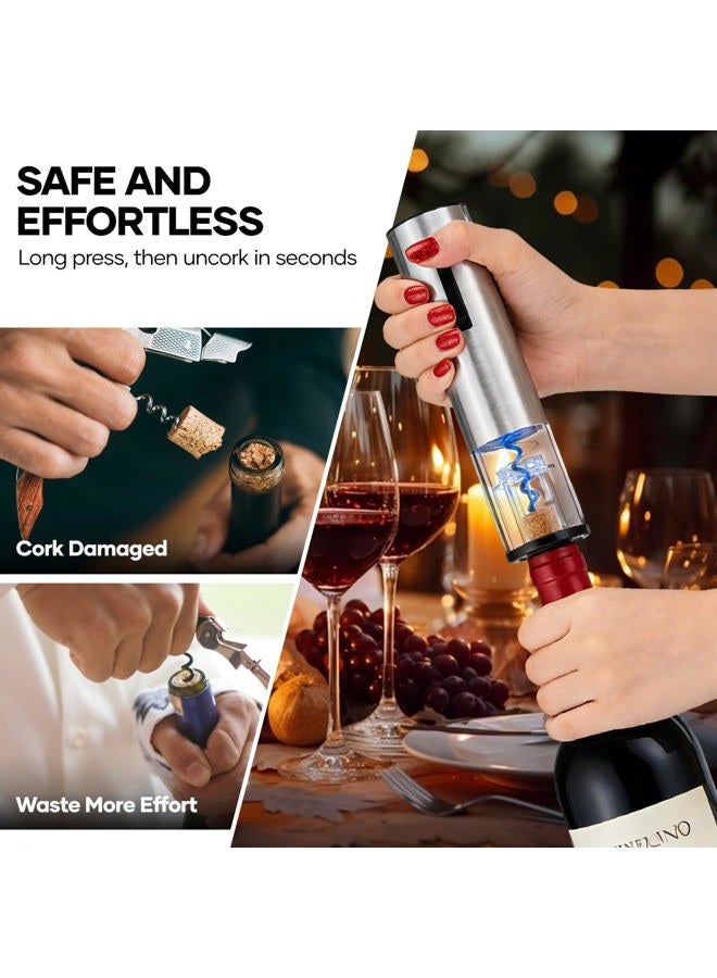 Crenova 4-in-1 Electronic Wine Opener, Rechargeable Automatic Corkscrew Wine Bottle Opener set with Wine Saver Pump, Wine Aerator and Wine Foil Cutter & USB Charging Cable, Elegant Black - Image 5