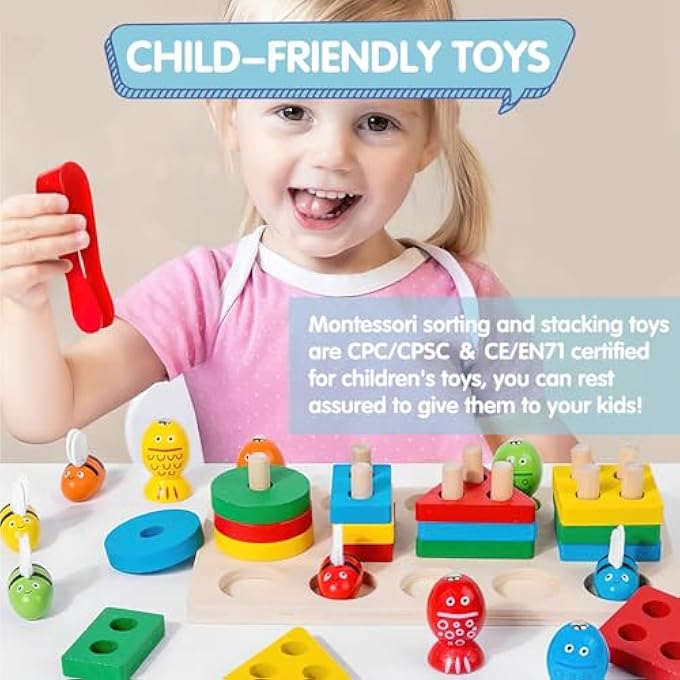 MONTESSORI TOY FROM 1 2 3 YEARS, CHILDREN'S TOY WOODEN TOY PLUG-IN GAME, PUZZLE WOODEN TOY BABY GIFT, MOTOR SKILLS TOY PLUG-IN PUZZLE WOODEN SORTING GAME FOR BOYS AND GIRLS - Image 5