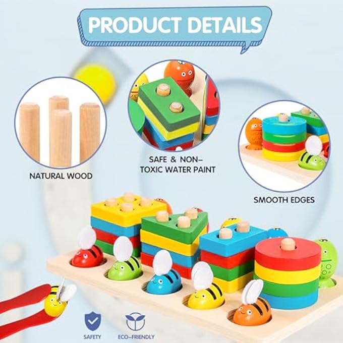 MONTESSORI TOY FROM 1 2 3 YEARS, CHILDREN'S TOY WOODEN TOY PLUG-IN GAME, PUZZLE WOODEN TOY BABY GIFT, MOTOR SKILLS TOY PLUG-IN PUZZLE WOODEN SORTING GAME FOR BOYS AND GIRLS - Image 4