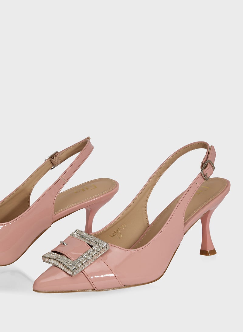 ايلا حذاء بكعب سلينج باك بإبزيم كريستالي - Image 4