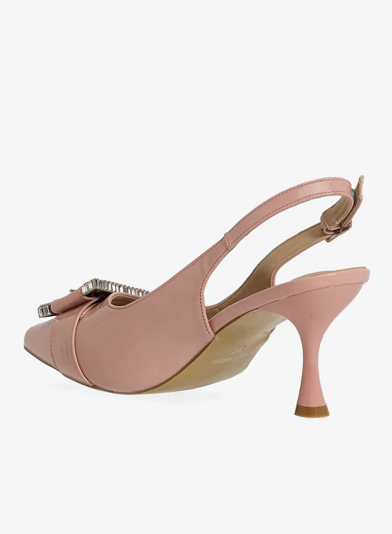 Ella Pink Sling Back Heeled Pump With Diamante Buckle for Women | Best Price UAE