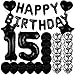 ZSNWGZ Sweet 15th Birthday Decorations Party SuppliesBlack Number 15 Balloons15th Foil Mylar Balloons Latex Balloon DecorationGreat 15th Birthday for GirlsWomenMenPhoto Props - Image 3