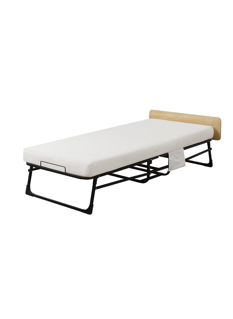 DXB GADGETS - Luxerest Folding Bed with Unique Memory Foam Mattress for Best Sleep Portable Rollaway Cot Size Guest Bed & Sturdy Steel Frame on Wheels with Headboard 75 x 31 Inch - Image 1