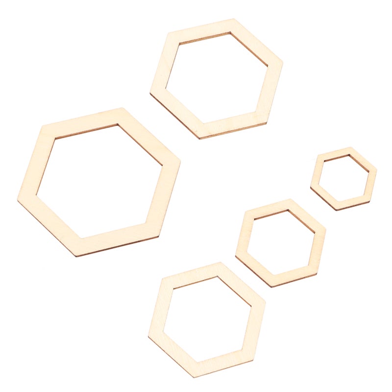 205Pcs Hexagonal Wooden Cutouts 5 Sizes Light Durable Odourless Blank Wood Pieces for Decoration DIY Craft - Image 5