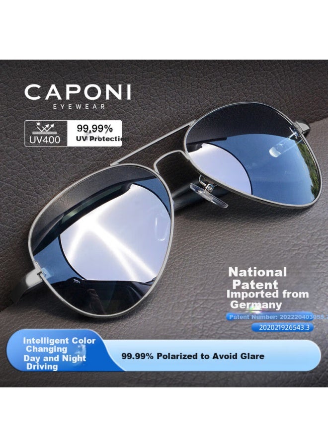 Caponi Photochromic Polarized Sungl For Men And Women, Driving-specific Gl, Day And Night Use, Pilot-style Uv Protection And Sun Protectio - Image 1
