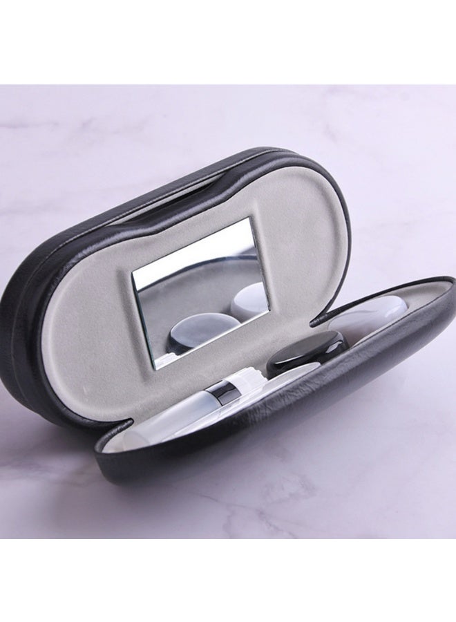 2 in 1 Double Eyeglass Case with Mirror Tweezers Remover, Portable Double Sided Contact Lens Box Holder Container Pouch - Image 2