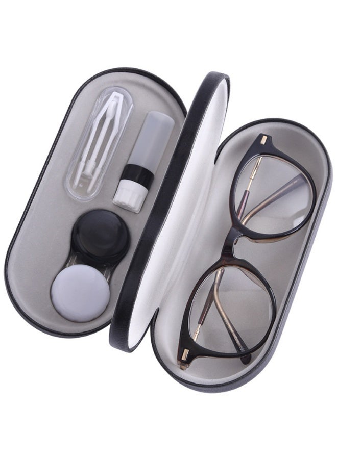 2 in 1 Double Eyeglass Case with Mirror Tweezers Remover, Portable Double Sided Contact Lens Box Holder Container Pouch - Image 3