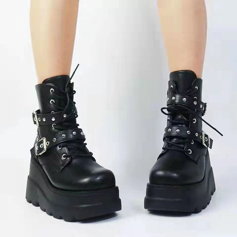 Wish Wedge Martin Boots For Women 2022 Thick Bottom Plus Size Fashion Short Boots For Women - Image 3