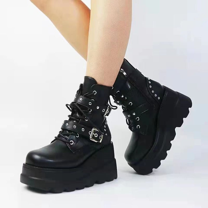 Wish Wedge Martin Boots For Women 2022 Thick Bottom Plus Size Fashion Short Boots For Women - Image 2