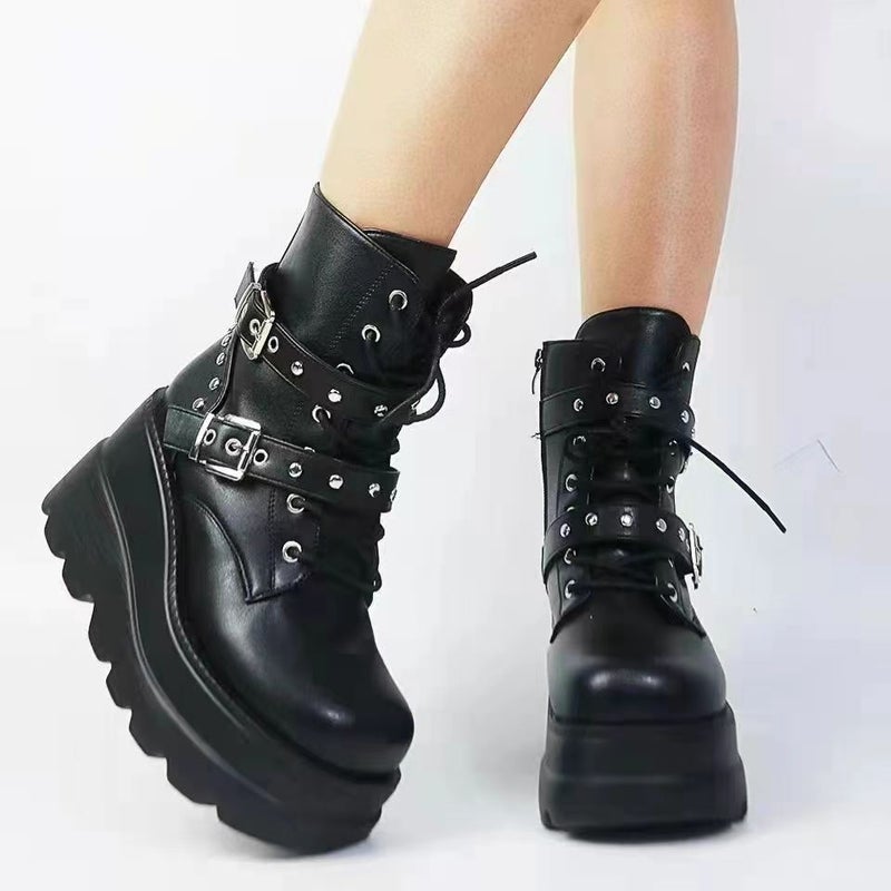 Wish Wedge Martin Boots For Women 2022 Thick Bottom Plus Size Fashion Short Boots For Women - Image 4
