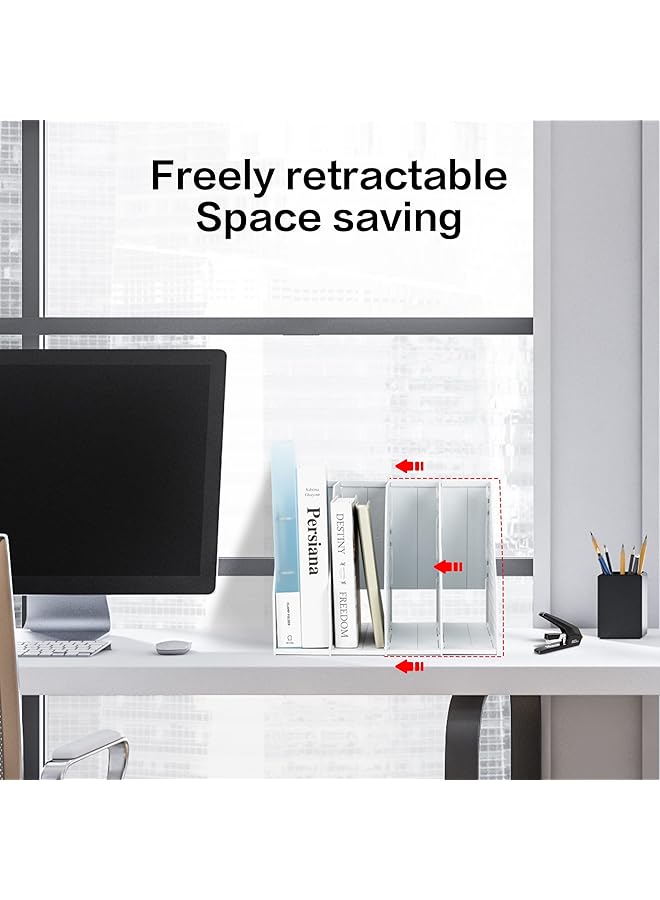 ديلي حامل ملفات المجلات القابل للطي ومنظم المكتب ومجلد المستندات لتنظيم المكتب والتخزين، 4 أقسام رأسية باللون الرمادي - Image 4