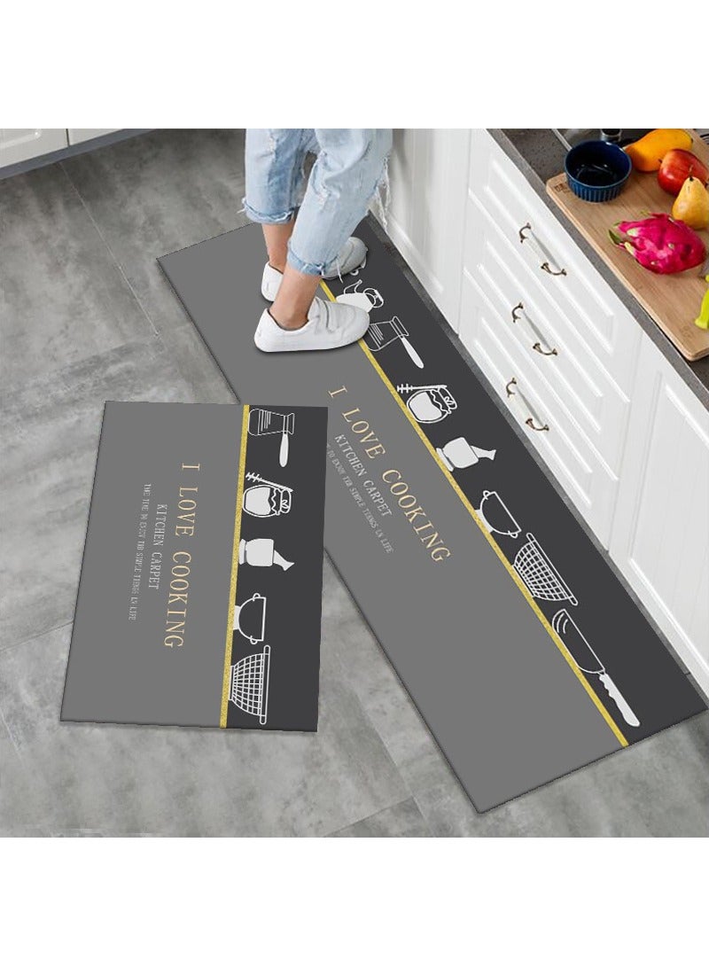 FASHION HOME Set of 2 Kitchen Mats Floor Rug Home Decor Accessories Non Skid Washable - Image 1