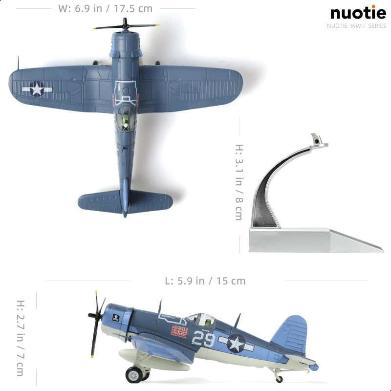 NUOTIE F4U Corsair 1/72 Scale Ship-Based and Land-Based Fighter Jets Fighter Model DieCast Aircraft Military Display Collection Gifts - Image 2