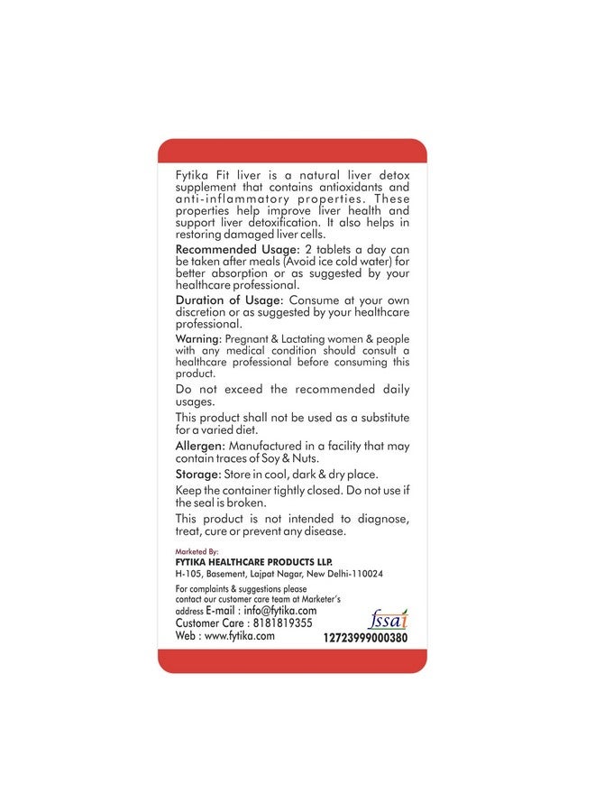 Fytika Fit Liver | Liver Detox Supplement | For Healthy and Strong Liver | Enriched with Milk Thistle, Kutaki, Kalmegh, Bhumi Amla and Probiotics | 180 Tablets - Image 3