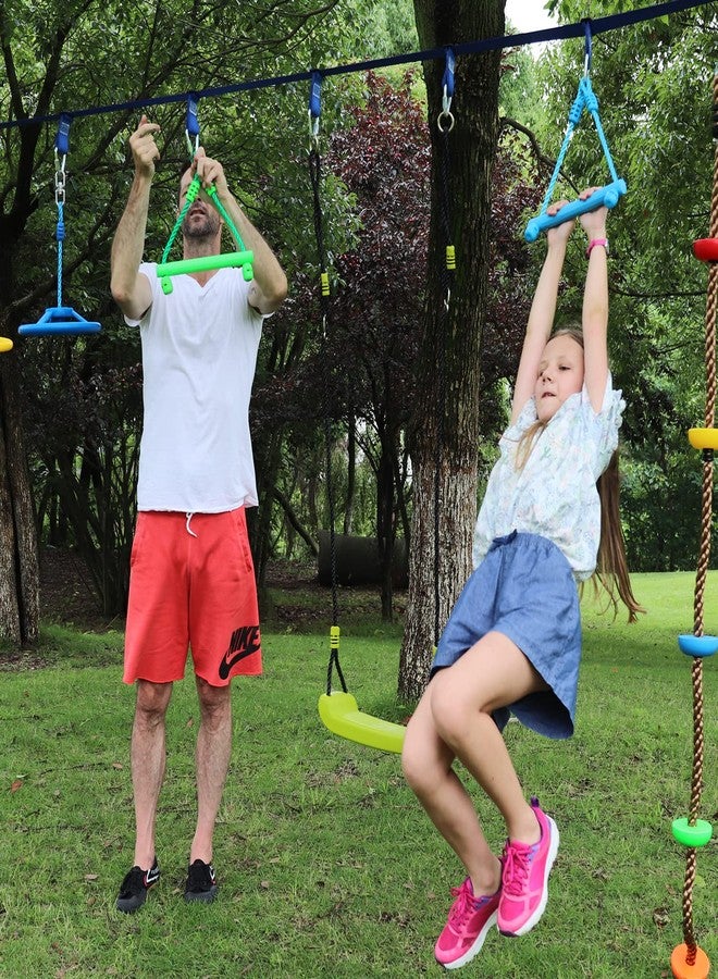 Rainbow Craft 3-Pack Kids Ninja Monkey Bars - Trapeze Swing Bars for Ninja Obstacle Course Attachments - 3pc of Blue, Red & Green Color - Image 5