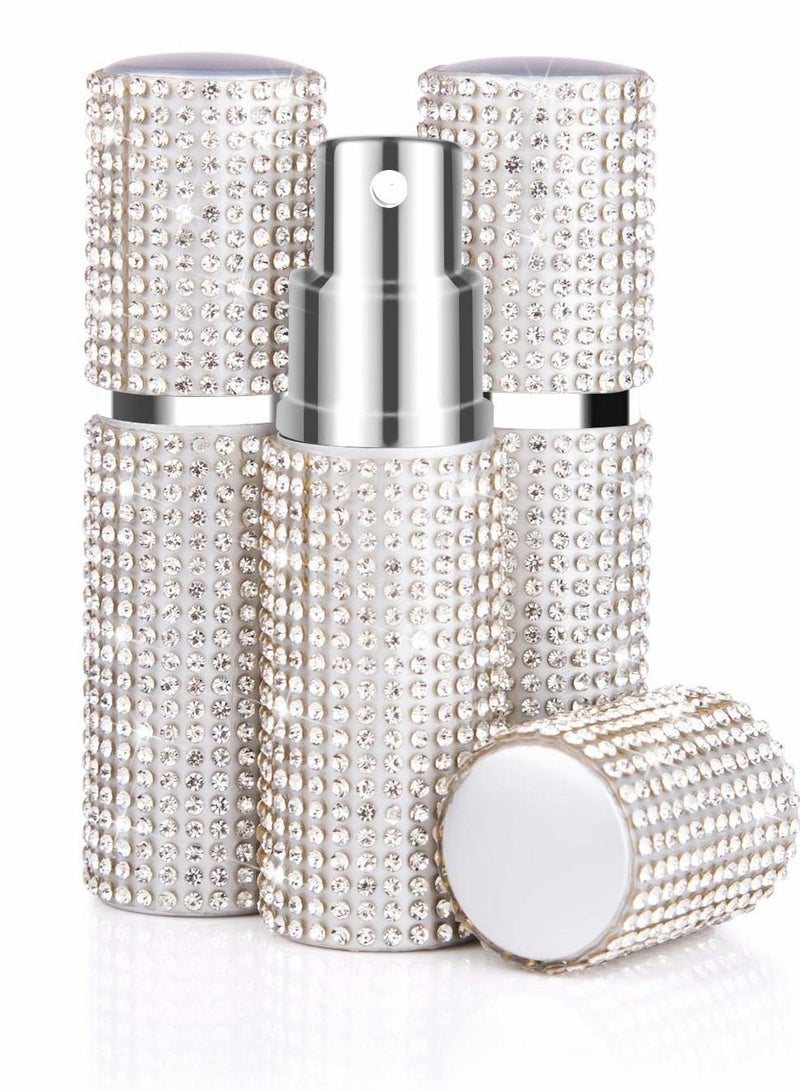 Excefore Portable Mini Refillable Perfume Atomizer Bottle 3 Pcs Bling Crystal Atomizer Perfume Bottle Refillable Perfume Spray, Scent Pump Case, Perfume Atomizer Refillable Travel (Silver) - Image 1