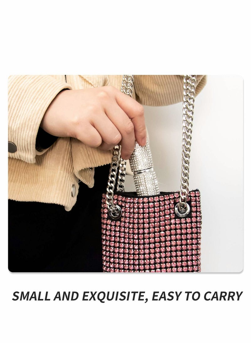 Excefore Portable Mini Refillable Perfume Atomizer Bottle 3 Pcs Bling Crystal Atomizer Perfume Bottle Refillable Perfume Spray, Scent Pump Case, Perfume Atomizer Refillable Travel (Silver) - Image 5