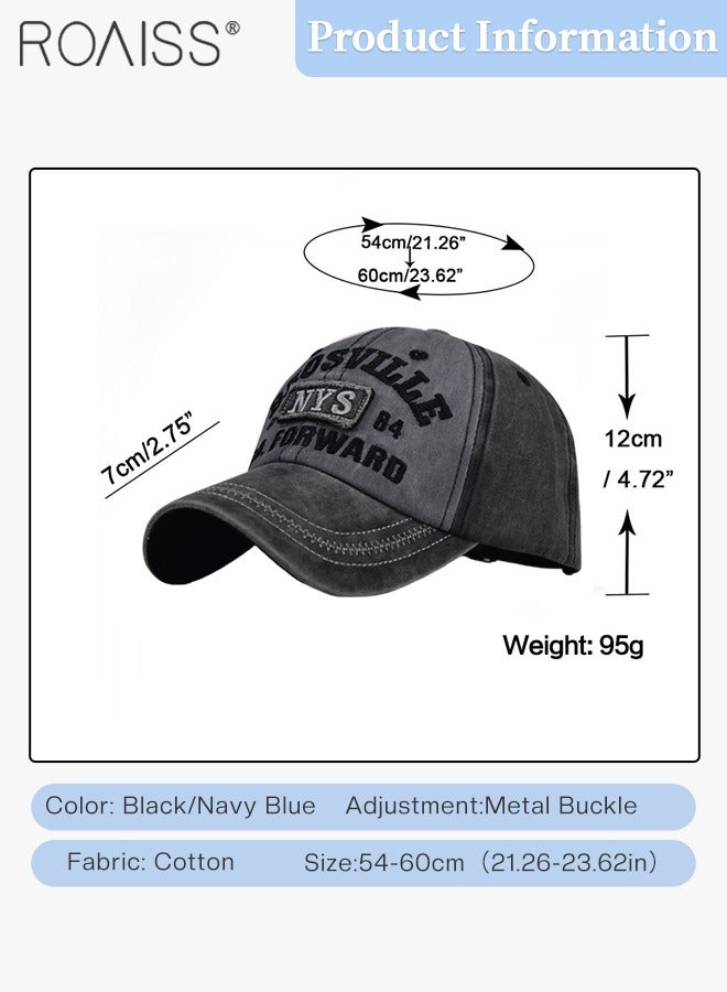 roaiss 2 Pcs Embroidered Baseball Cap for Men Women, Adjustable Cotton Sun Hat Black and Navy Blue One Size - Image 3