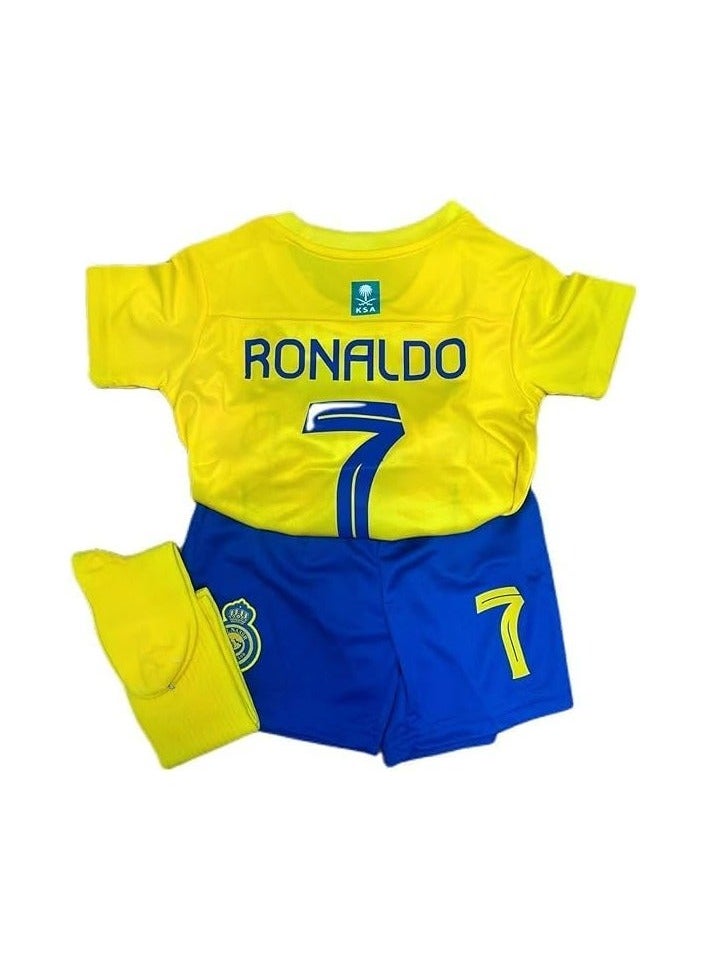 AL Nasar Riyadh Ronaldo Jersey for Kids, New Season 23/24 Al Nassr Home Football Jersey with Shorts - pzsku/ZA1E0B98771831C2BFCC2Z/45/_/1720816386/403d8af7-8e96-48e3-a701-9af0ea84c54d