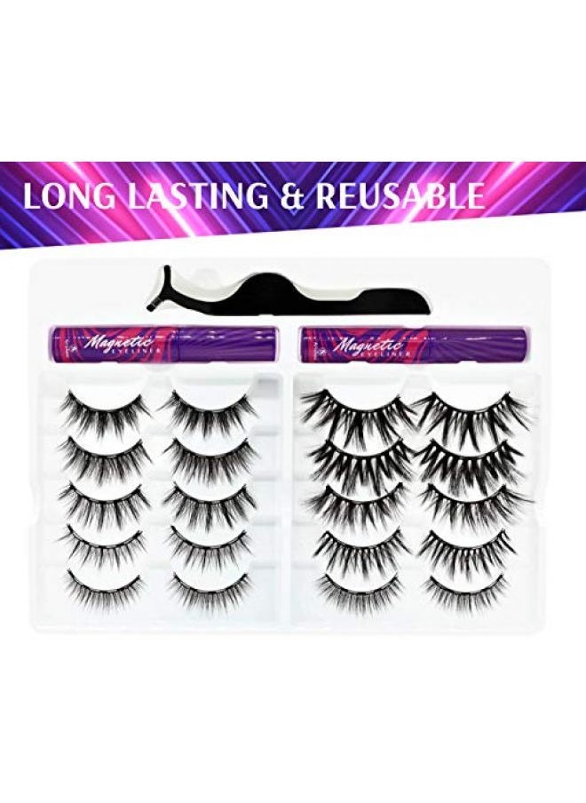 Arishine - Arishine 3D 5D Magnetic Eyelashes Kit Magnetic Eyeliner For Use with Magnetic False Lashes Natural Look-No Glue Needed - Image 1