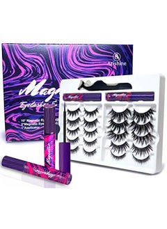 Arishine 3D 5D Magnetic Eyelashes Kit Magnetic Eyeliner For Use with Magnetic False Lashes Natural Look-No Glue Needed