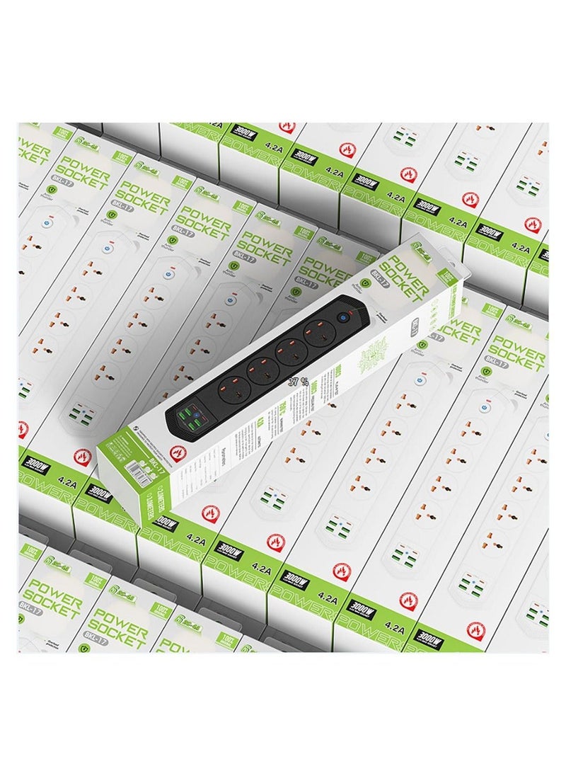 Power Socket Power Strip Power Extension with TYPE-C 2 Ports USB-A  4 Ports Universal Power Socket 4-Way AC Outlets Power Strip 2m Extension Cable - Image 4