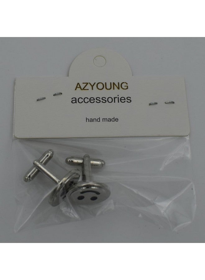 AZYOUNG Mens Steel Color Alloy Smile Happy Face Round Cufflinks Cuff Links - Image 4