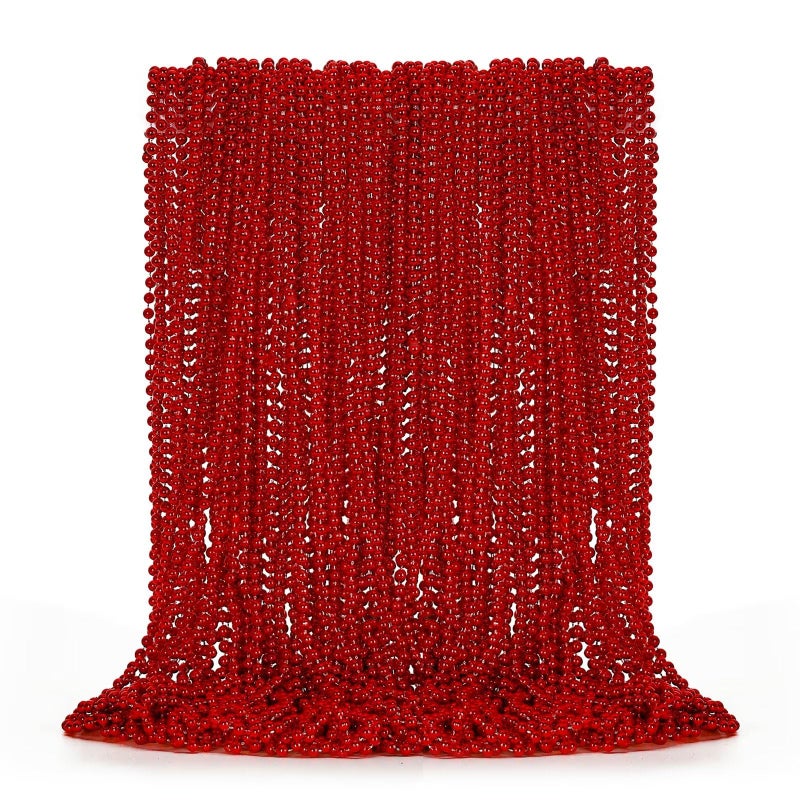 EOBOH 50PCS Bead Necklace Red Christmas Bead Stuff Party Favors 33 Necklaces Festival Parade Throw Accessories for Wedding Birthday Valentines Mardi Gras Christmas Celebrations Decorations - Image 3