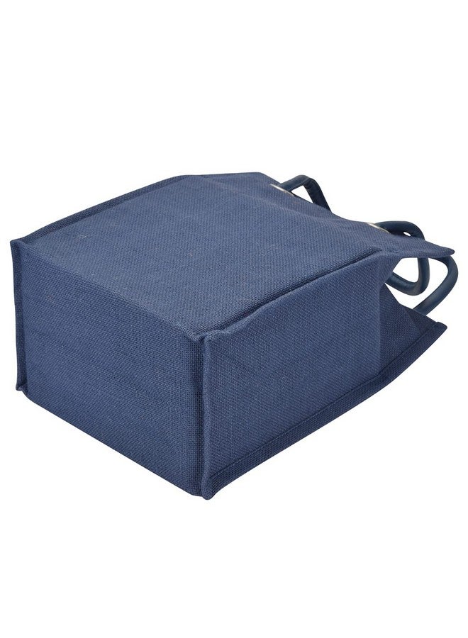 Jute Cottage Jute Tiffin Bags for Lunch Shopping for Men and Women Jute Tiffin Bags Printed Handbag Carry Bag - Bright Blue (Bright Blue) - Image 5