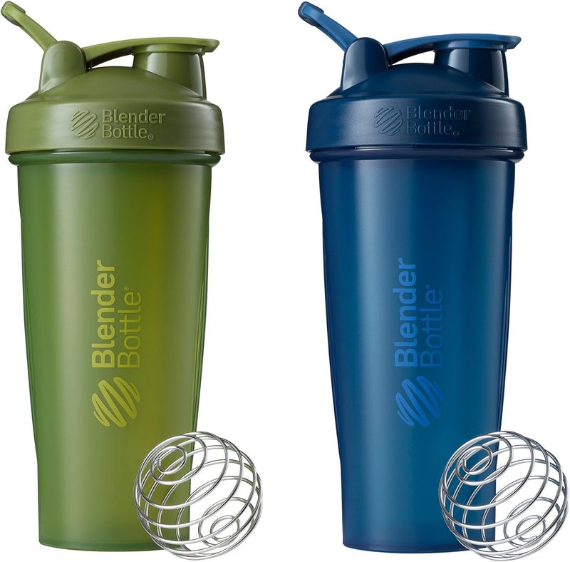 BlenderBottle Blender Bottle Classic Loop Top Shaker 28-Ounce 2-Pack, Moss/Moss and Navy/Navy - Image 1