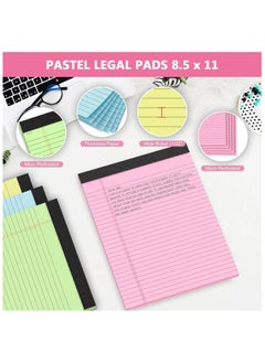 Mintra Mintra Block Note 50 Sheets, Colored Pads 8.5inx11in, 4 Pack, Lined Note Pads 21.6cmx27.9cm College Ruled  - Image 3