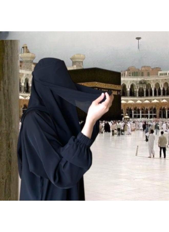 BHNS Umrah and Hajj Head Cover Niqab – Shari'ah-Compliant Long Niqab without Eye Opening, Lightweight, Plain and Full – Niqab for Hajj and Umrah with Long Shari'ah Head Cover – Head Cover for Hajj and Umrah – Head Cover for Pilgrims – Haram and Makkah Cover – Free Size with Elastic – Lightweight Elegant Head Cover – Women's Umrah Essentials  - Image 2