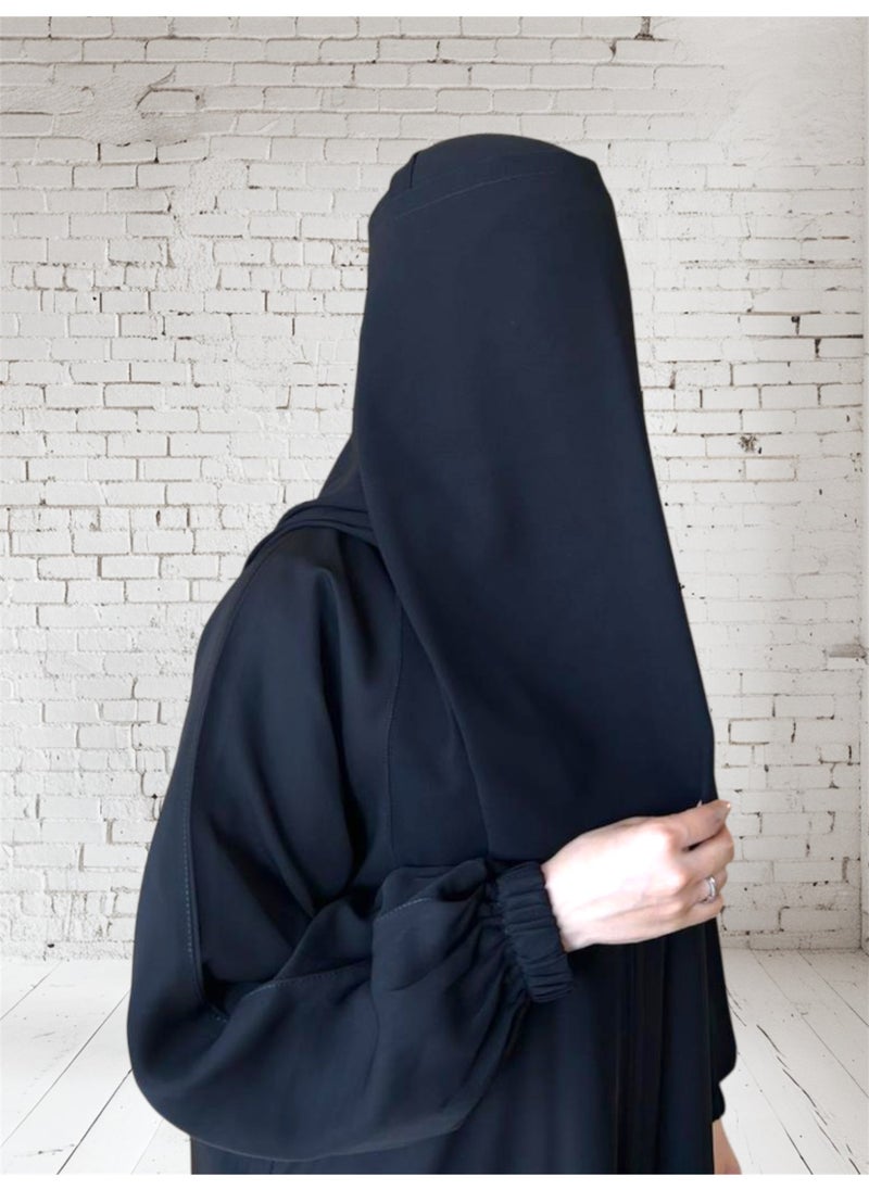 BHNS Umrah and Hajj Head Cover Niqab – Shari'ah-Compliant Long Niqab without Eye Opening, Lightweight, Plain and Full – Niqab for Hajj and Umrah with Long Shari'ah Head Cover – Head Cover for Hajj and Umrah – Head Cover for Pilgrims – Haram and Makkah Cover – Free Size with Elastic – Lightweight Elegant Head Cover – Women's Umrah Essentials  - Image 1