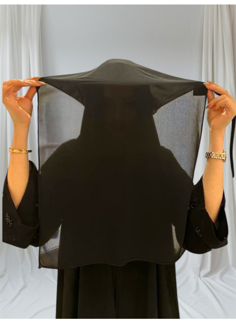 BHNS Umrah and Hajj Head Cover Niqab – Shari'ah-Compliant Long Niqab without Eye Opening, Lightweight, Plain and Full – Niqab for Hajj and Umrah with Long Shari'ah Head Cover – Head Cover for Hajj and Umrah – Head Cover for Pilgrims – Haram and Makkah Cover – Free Size with Elastic – Lightweight Elegant Head Cover – Women's Umrah Essentials  - Image 3