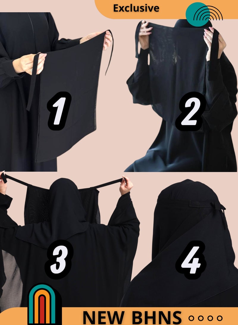 بهنس غطوة العمرة والحج نقاب شرعي طويل بدون فتحة عين خفيف بدون زينة وكامل نقاب العمرة و الحج نقاب للحج و للعمرة مع غطوة شرعية طويلة وغطوة للحج والعمرة وغطوة للمعتمرات نقاب العمرة - نقاب غطوة العمره نقاب المرأة في العمرة نقاب العمرة للنساءغطوة الحرم و مكة فري سايز بمطاط غطوة راس خفيفة أنيق مستلزمات العمرة للنساء - Image 4