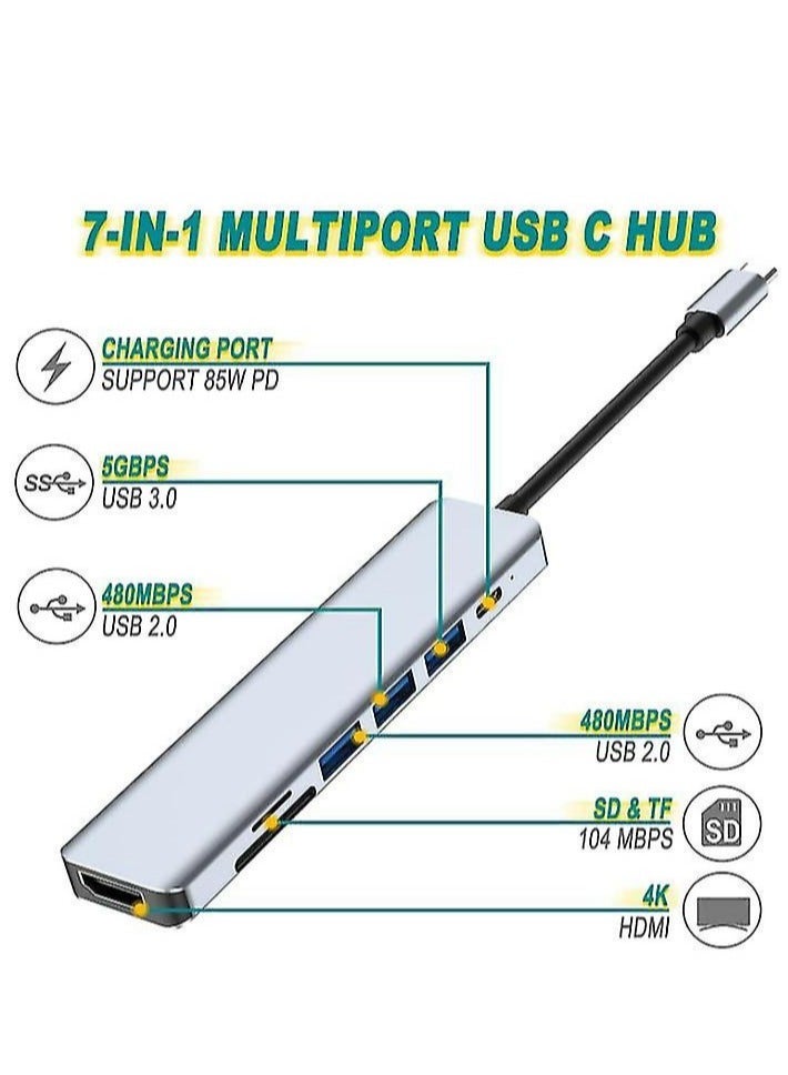 ELTRAZONE 7 in 1 USB C Multiport Adapter for Macbook Pro/Air & Type C Enable Devices - Image 2