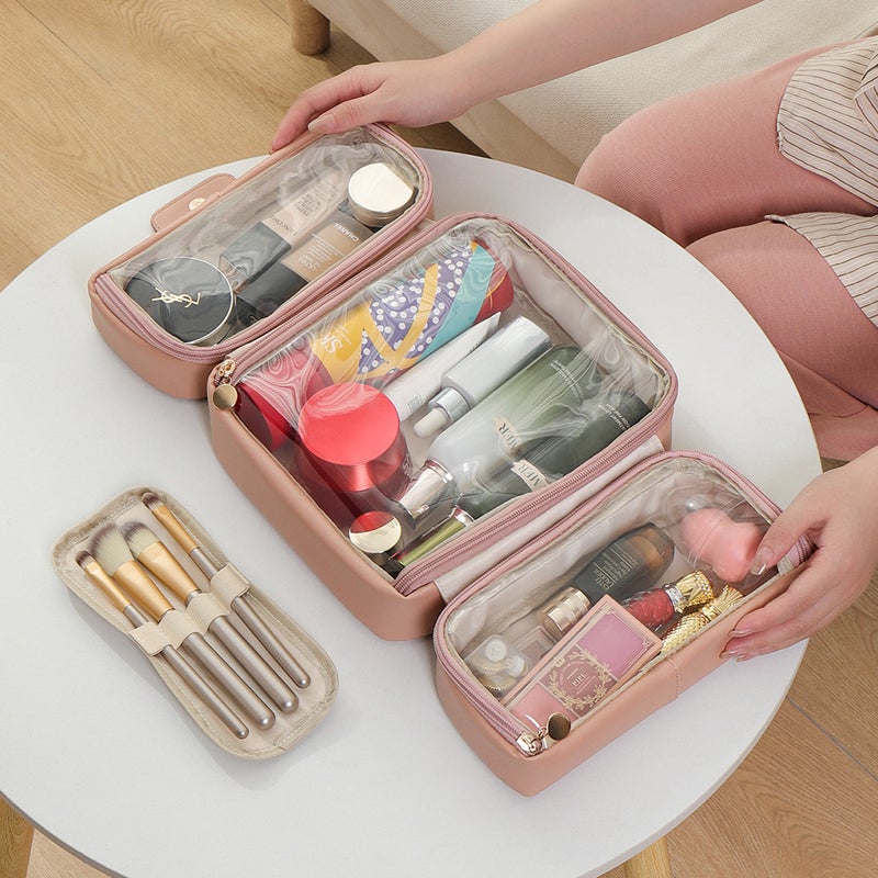 Portable Waterproof Cosmetic Bag for Women, Foldable and Multi-Compartment - Image 3