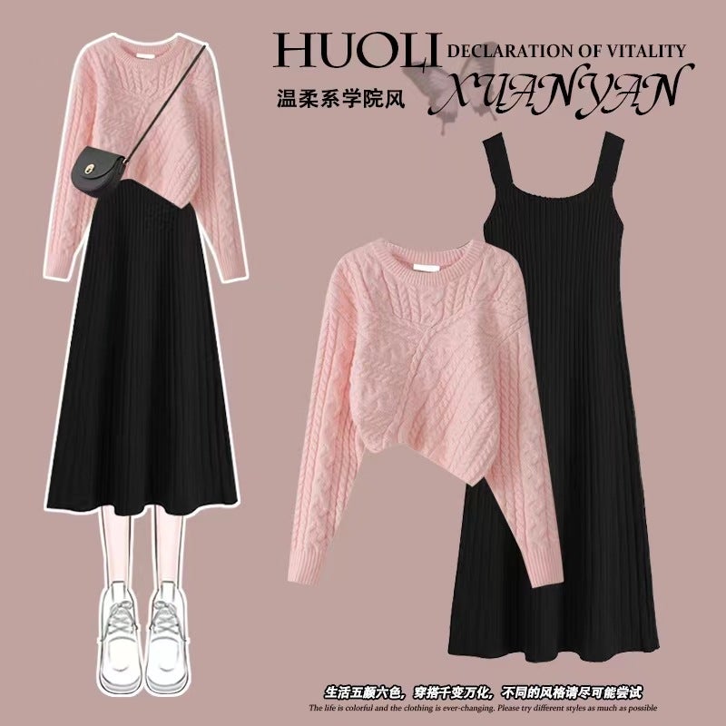 Maternity Nursing Knit Sweater and Dress Set Autumn Black vertical nursing sling 