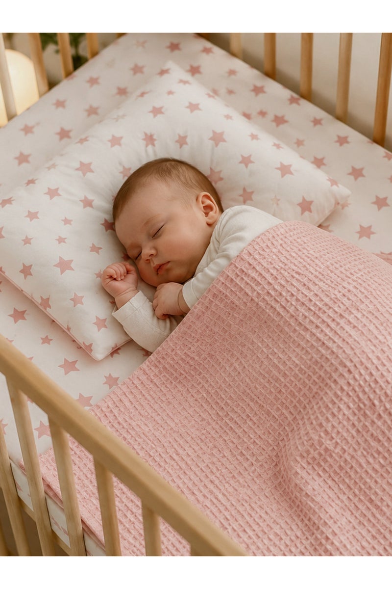 100% Cotton Baby Pique Set – Powder Star Patterned, Soft & Breathable Sleep Set - Image 1
