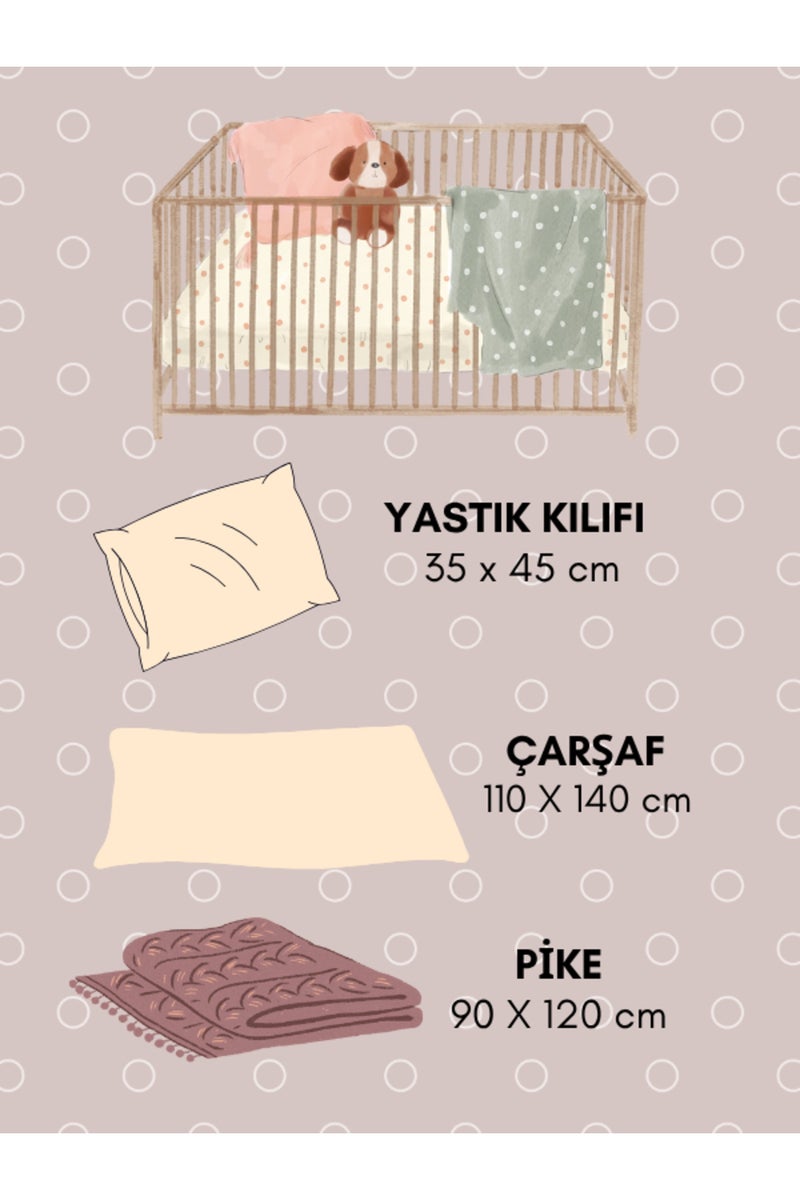 100% Cotton Baby Pique Set – Powder Star Patterned, Soft & Breathable Sleep Set - Image 2