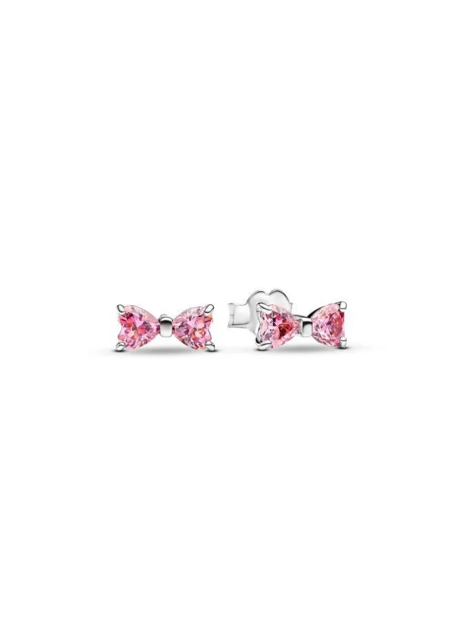 PANDORA Sparkling Pink Bow Stud Earrings