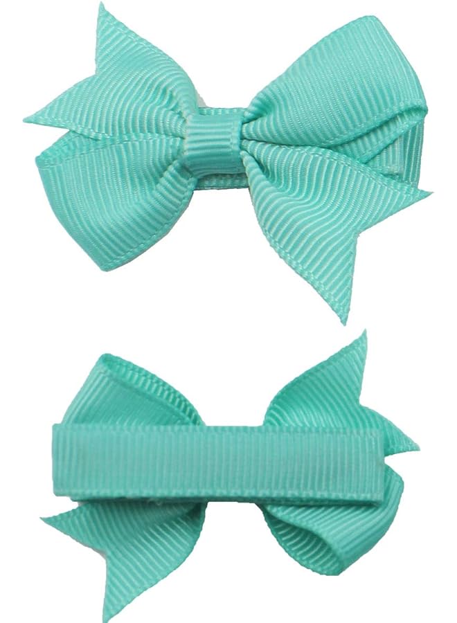 ديد 50 قطعة من فيونكات الشعر الصغيرة مقاس 2 بوصة للفتيات من شريط جروسجرين فيونكات شعر دائرية مبطنة بالكامل مشابك شعر للأطفال الصغار في أزواج - Image 4