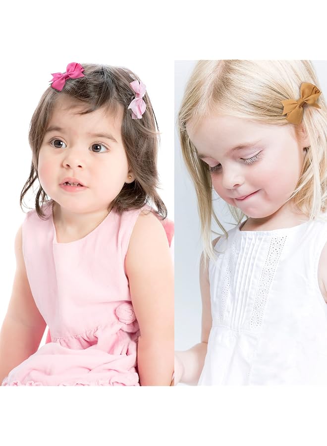 ديد 50 قطعة من فيونكات الشعر الصغيرة مقاس 2 بوصة للفتيات من شريط جروسجرين فيونكات شعر دائرية مبطنة بالكامل مشابك شعر للأطفال الصغار في أزواج - Image 5